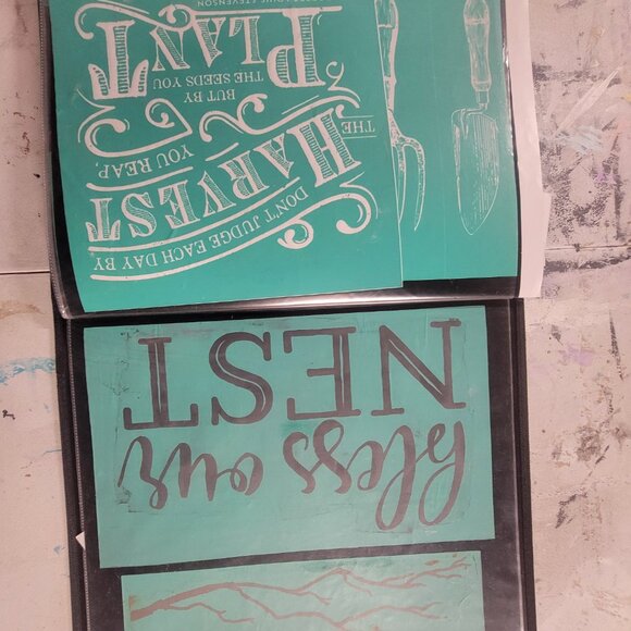 Bundle 4 ~ Reusable Silk Screen Stencils ~ 18 x 15 Binder~ Flowers, Garden, Bunn - Picture 8 of 16